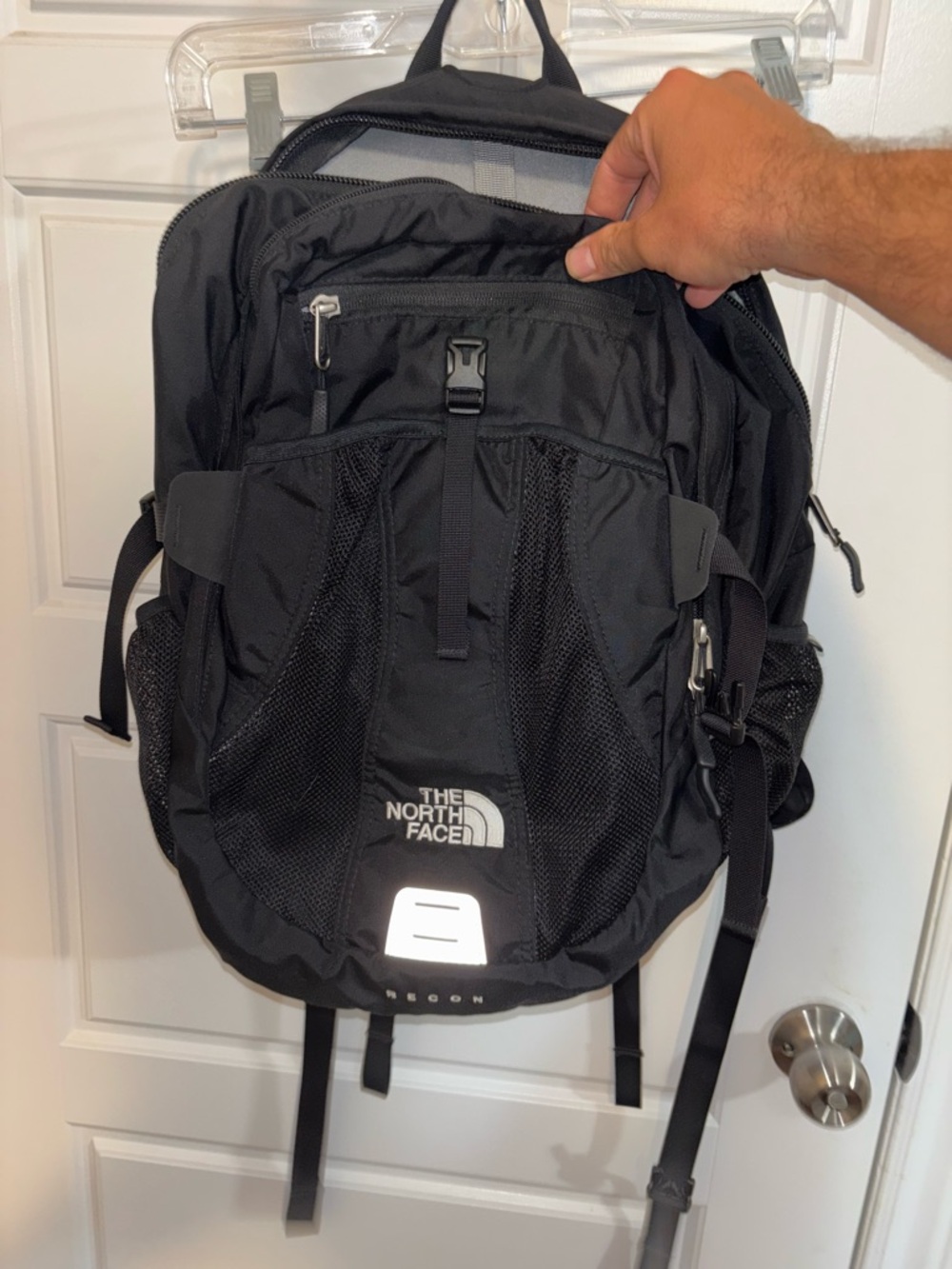 The North Face Black Backpack with Front Mesh Pockets